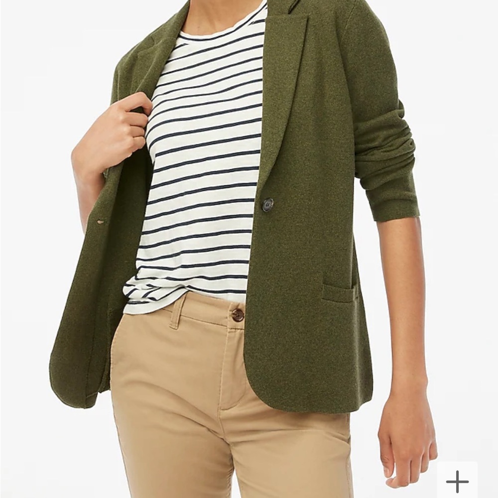 J. Crew Green Blazer with Notched Lapels and Tailored Fit